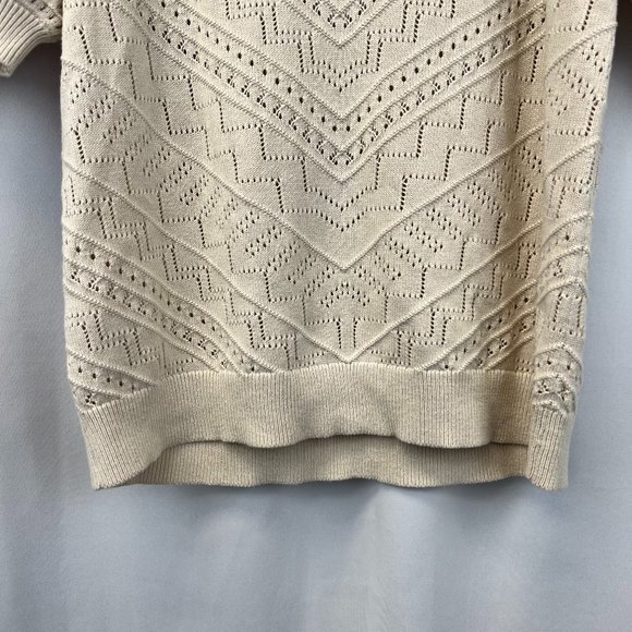 Loft Womens Beige Cotton Round Neck Short Sleeve Pullover Sweater Size Medium - Picture 5 of 9